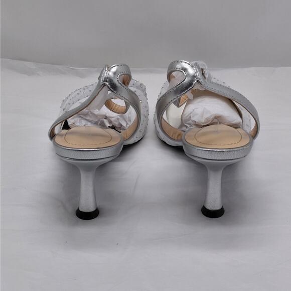 Adrienne Vittadini Womens Heels Size 10 Silver Rhinestone Mesh Dress Sandals NIB - Picture 9 of 12